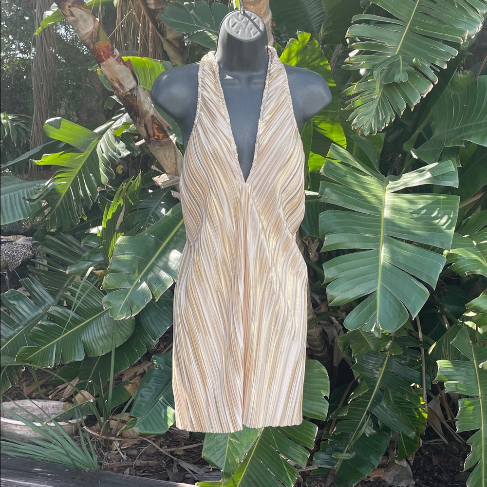 gold halter dress